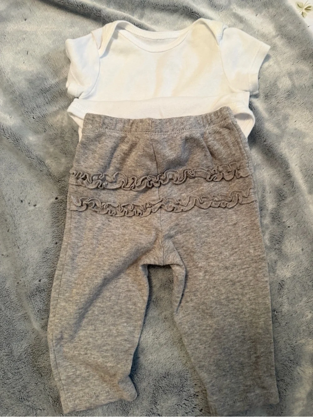 Carter's White Bodysuit with Gray Pants Matching Set